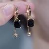 Elegant Purple Crystal Square Earrings for Women - Niche Design with Micro-Paved Diamonds