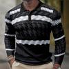 Festive snowflake print long sleeve polo, stylish casual top for holiday vibes