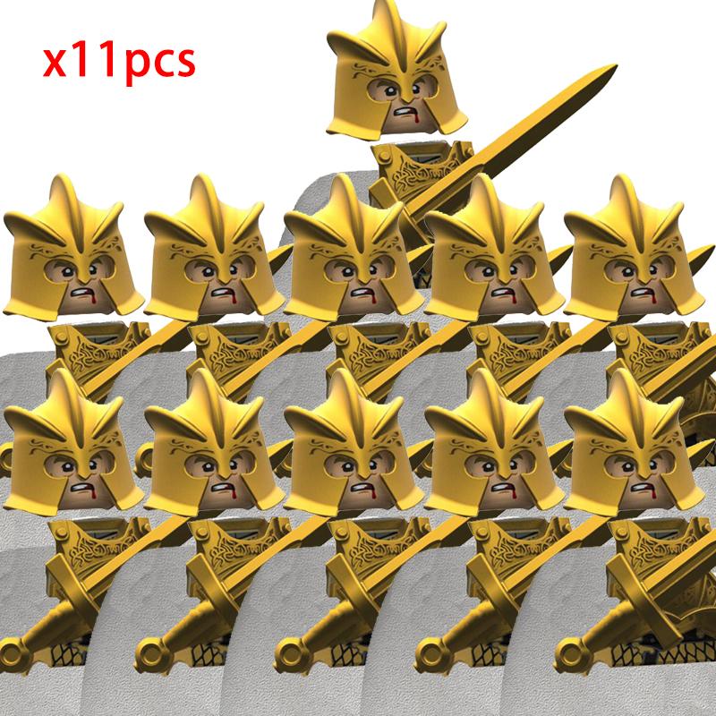 MOC Creative Medieval Game Valley Kinghts Ailin Guard Figures Warrior Armored Soldiers Army Weapons Helmet Blocks Bricks Toys