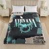 Nirvana Baskılı Flanel Battaniye Rahat Hafif Peluş Atma Battaniye Yatak Kanepe Ev Kullanımı İçin