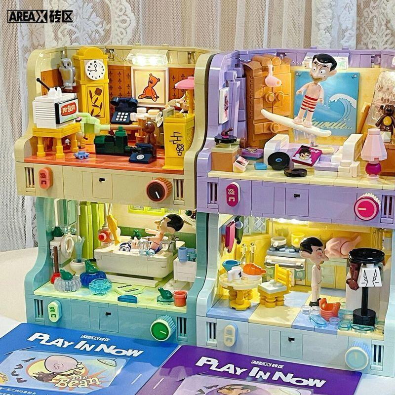Areax Anime Mr. Bean Series Room Building Blocks Toys Diy Creative Assembly Ornaments Collection Building Blocks Birthday Gifts