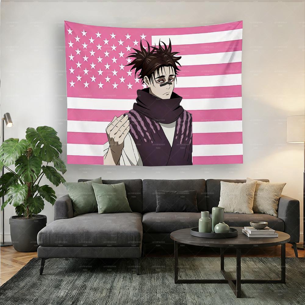 1pc JJujutsu KKaisen CChousou American Flag Wall Art Decor  Wall Hanging for Bedroom Dorm  Anime Fan Home Collection