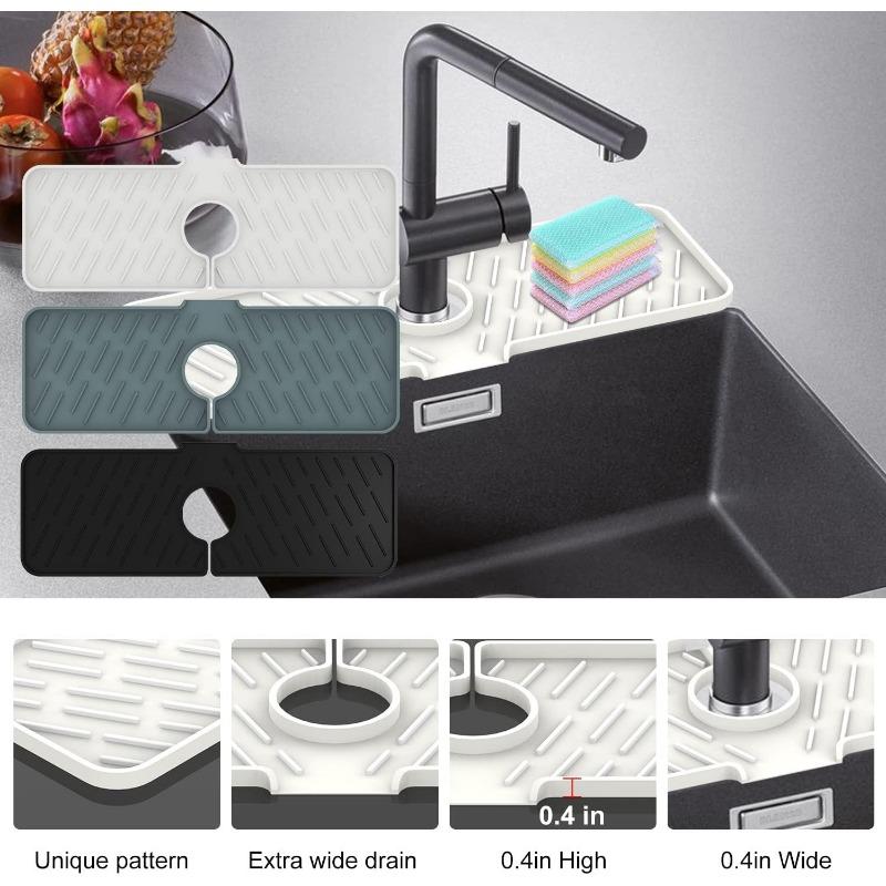 Silicone Faucet Mat Kitchen Sink Tray Soap Dispenser Sponge Drain Pad Sink SplashDrying Mat Countertop Storage Tray SoapTray