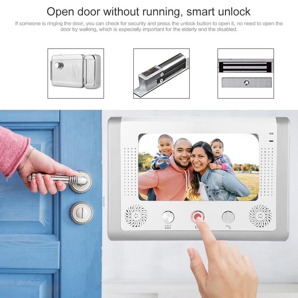 Écran TFT-LCD couleur filaire 7 pouces Vision nocturne IR Interphone vidéo Sonnette Téléphone de porte