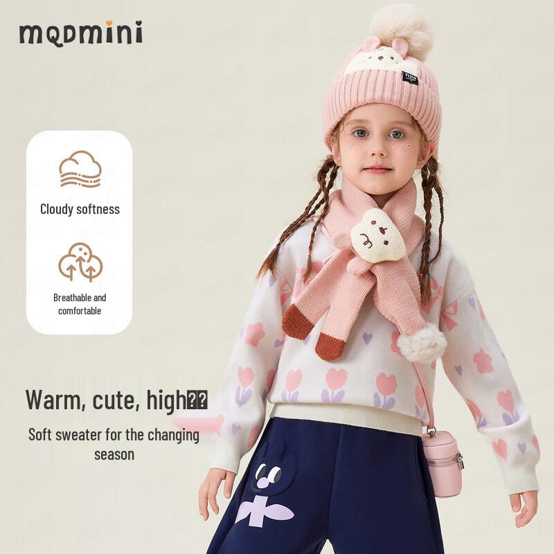 MQDMINI Girls Flower Bow Knitted Sweater 100