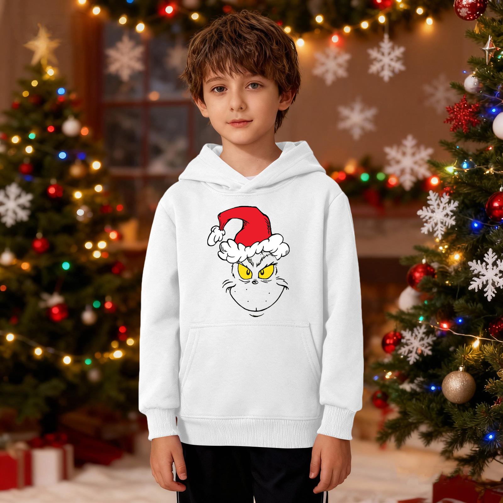 

Рождественский свитшот для мальчиков и девочек, уродливая рождественская футболка, свитшот с круглым вырезом, для малышей, с длинным рукавом, пуловер, наряд, топы 160 белый