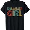 Drummer Girl Retro Vintage Drumming Musician Percussionist T-Shirt