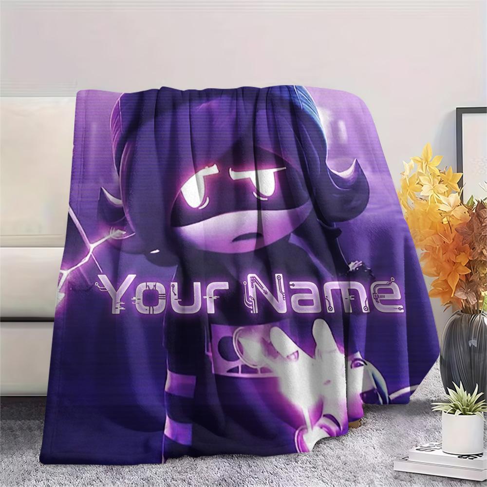 1PC Cyberpunk Hero Custom Name Patterned Flannel Blanket Suitable For All Seasons For Home Decor Warmth And Comfort Gifts Holiday Present