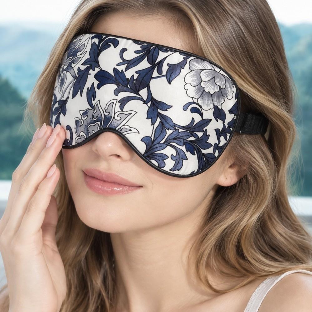 Pure Silk Eye Shading Mask Floral Pattern Travel Blindfold Sleep Eyeshade  Night Sleep Relax Aid