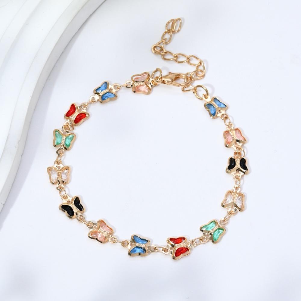 6pcs Colorful Heart Red Crystal Bracelet Women Exquisite Crystal Zircon Metal Chain Bracelets Bangles Girl Party Wedding Gifts