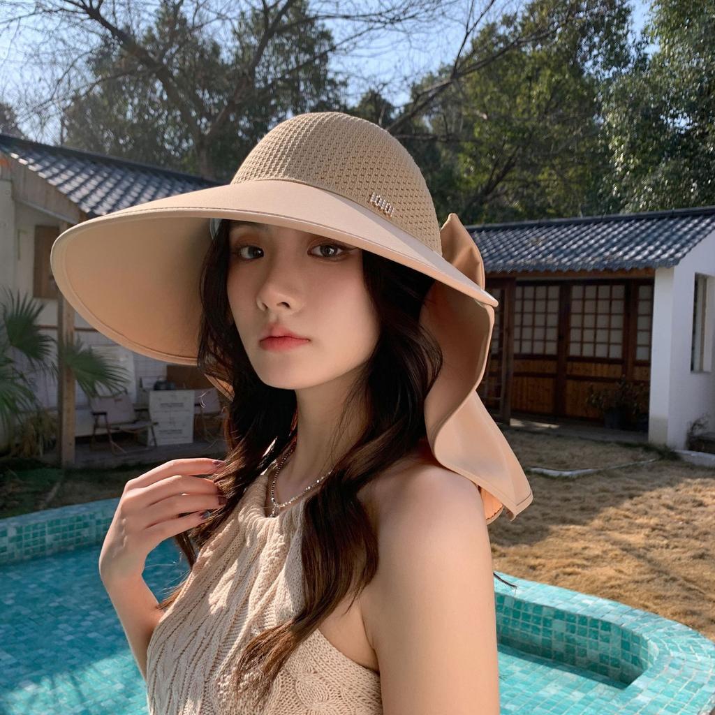 Summer UV Resistant Hollow Top Hat with Enlarged Brim Sun Protection Hat Detachable and Breathable Outdoor Fisherman Hat