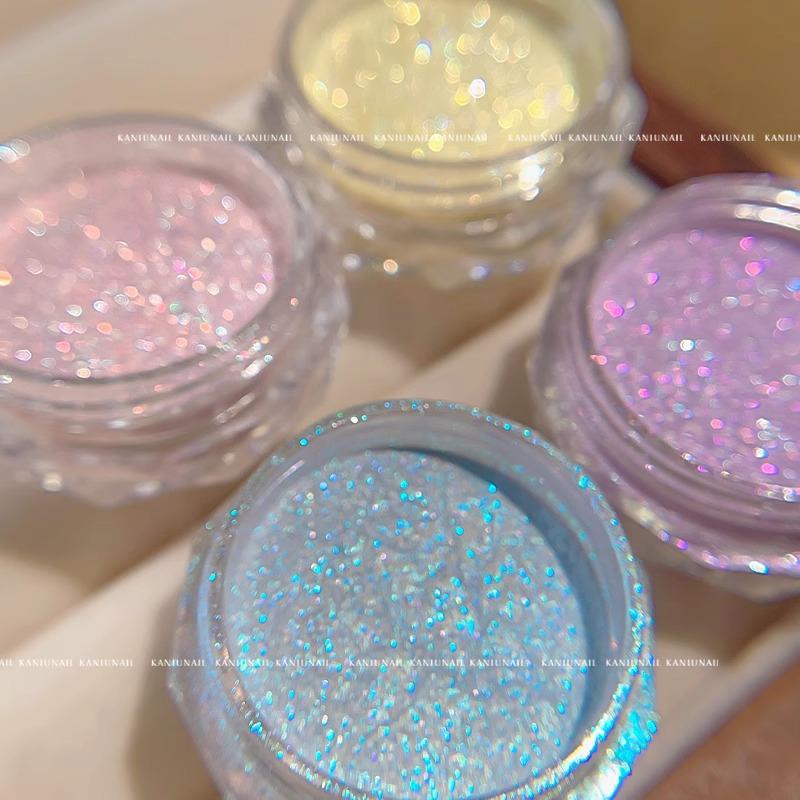 Třpytivý pudr na nehty Fairy Fine - Ledově průhledný Nude Zvýrazňovač pro nehty v salonní kvalitě