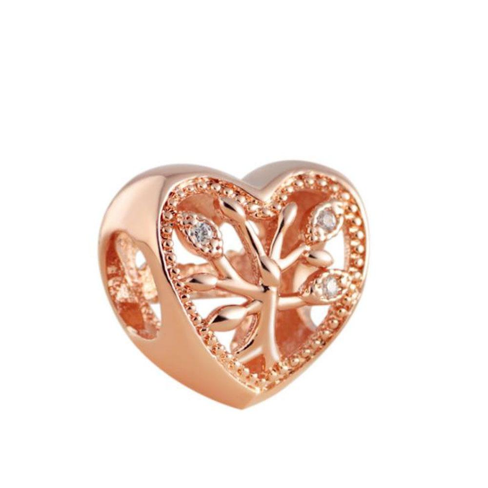 -Selling Newcopper Rose Gold Family Tree Charm Fitting Bead Suitable For Original Bracelet Diy Women'S Exquisite Jewelry