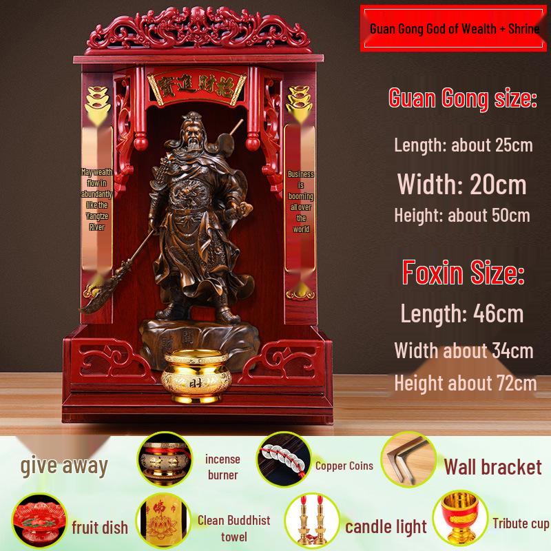 Guan Gong God of Wealth Statue - Attracts Prosperity, Worship Niche Decor.