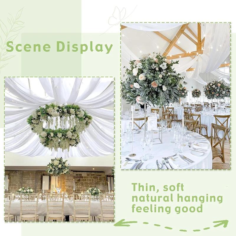 White Ceiling Drapes 5ftx10ft Wedding Arch Fabric Sheer Curtains Chiffon Draping for Weddings Ceremony Birthday Party Decoration