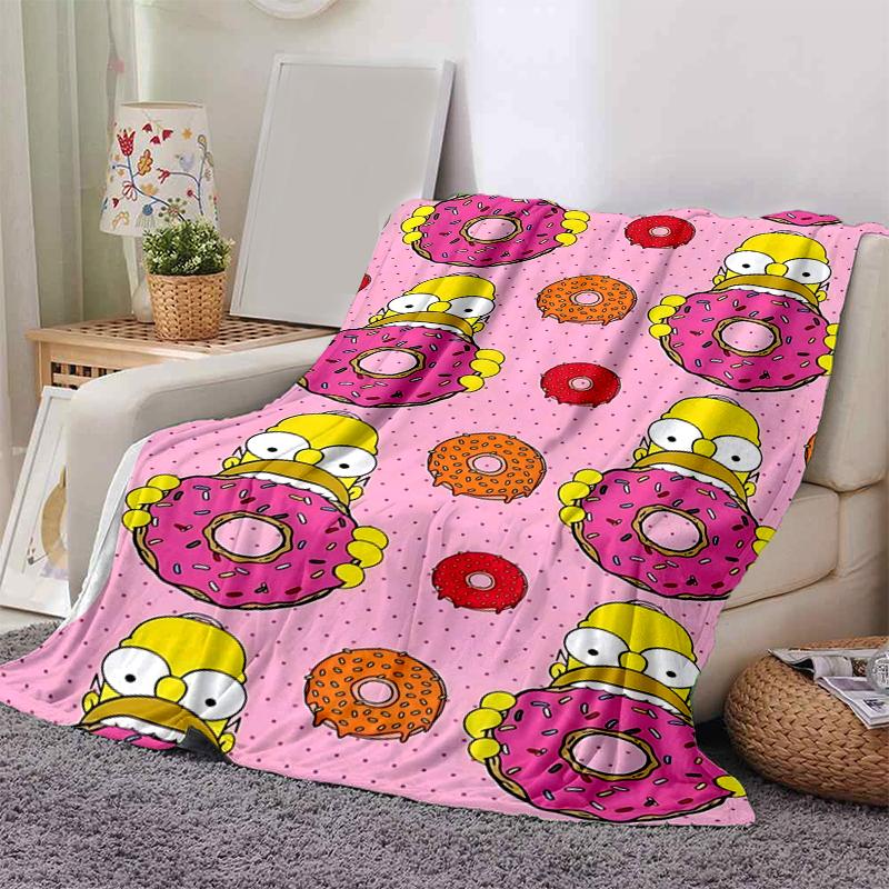 1Pc Simpsons Donut Blanket Soft And Comfortable Casual Warm Camping Travel Christmas Halloween Gift M921903