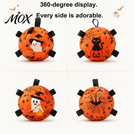 Halloween Themed Puppy Toy Squeaky Dog Chew Ball for Halloween, Bite Resistant Plush Toy, Pet Teething Interactive Small Medium Large Breeds Dogs