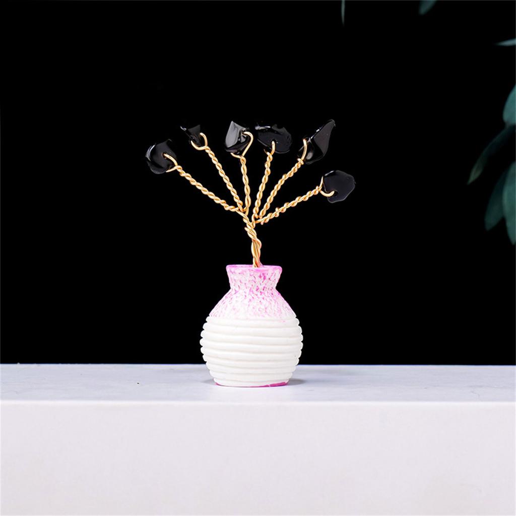 Crystal Feng Shui Money Trees Ornaments Mini Healing Gemstones Bonsai Tree Figurines W/ Ceramic Vase Office Home Decor