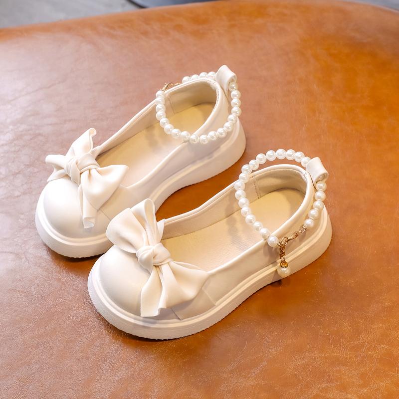 

Весенние детские туфли принцессы с жемчугом и взрывами, модная обувь для девочек «Джокер», 26-37 29 белый