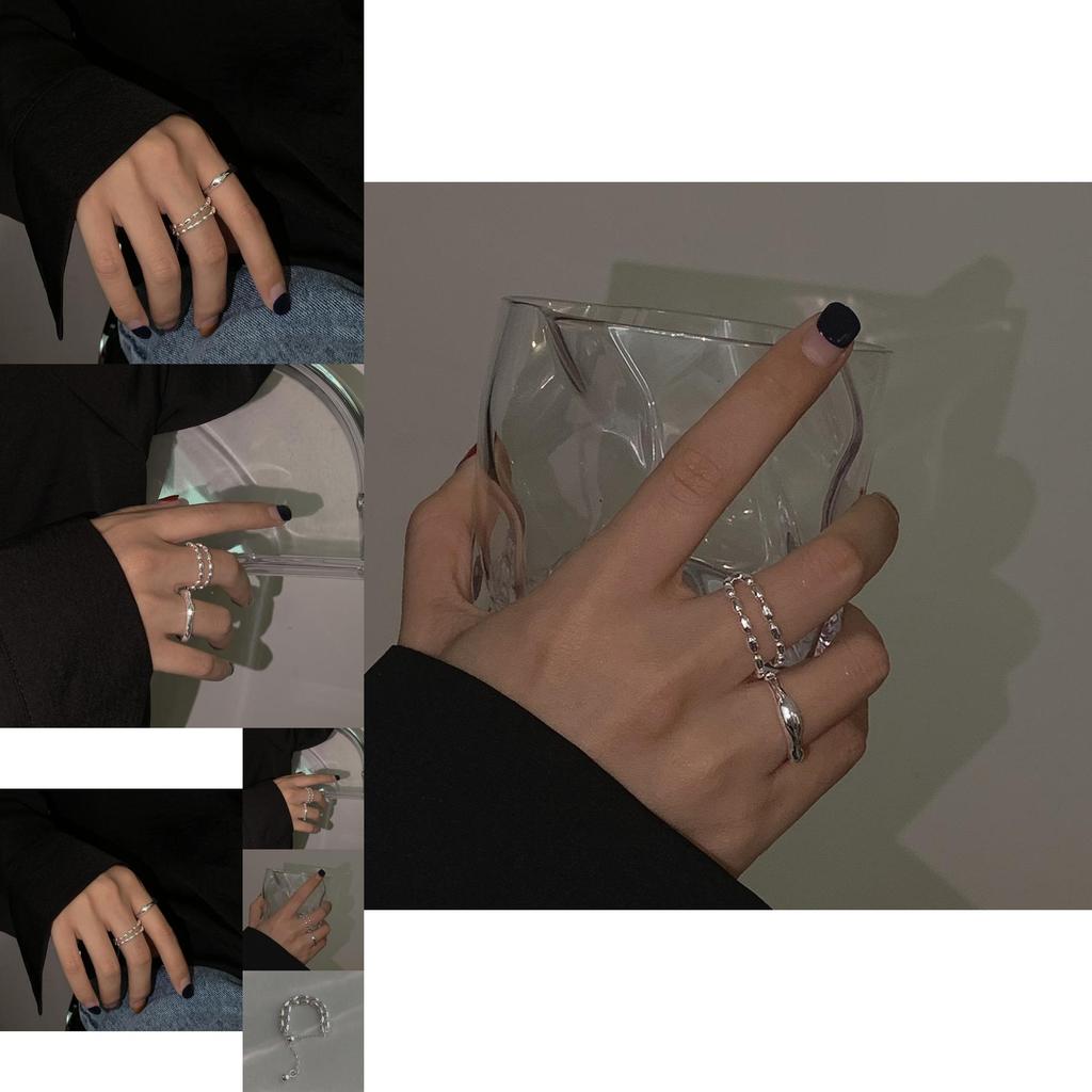 Chic 925 Sterling Silver Geometric Adjustable Ring High-end Aesthetic For Women Gift Option