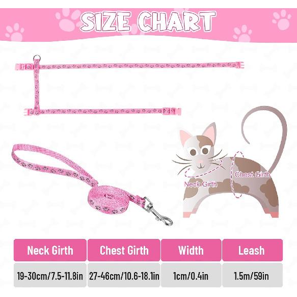 Auidy_6TXD 3 Pack Cat Harness and Leash Reflective Cat Harness Escape Proof for Walking Adjustable Kitten Harness for Small Medium Cats