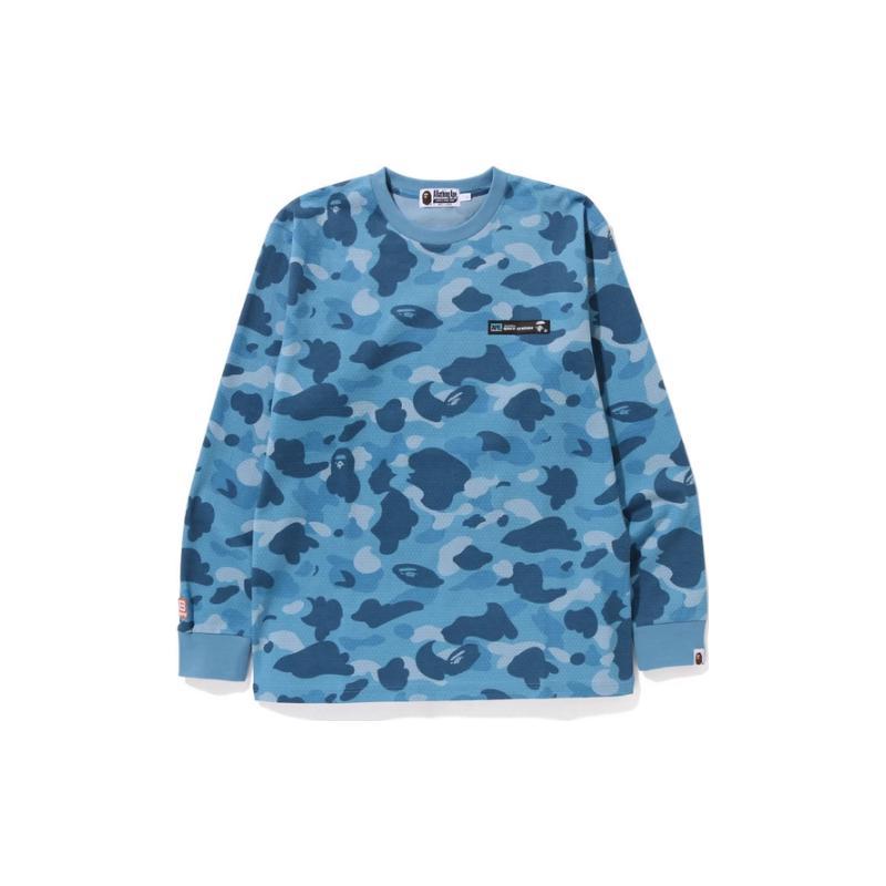 Bape Сотовая Камуфляжная Футболка с Длинным Рукавом 0ZXLTM111004K