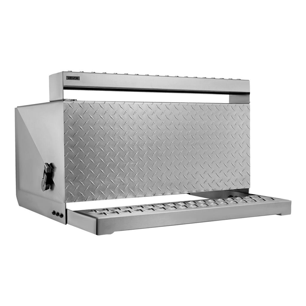 Semi-Truck Step Tool Box, 790 x 770 x 485 mm Heavy Duty Aluminum Diamond Plate Toolbox, Waterproof Cab Entry Step Storage Box with Shock-Absorbing