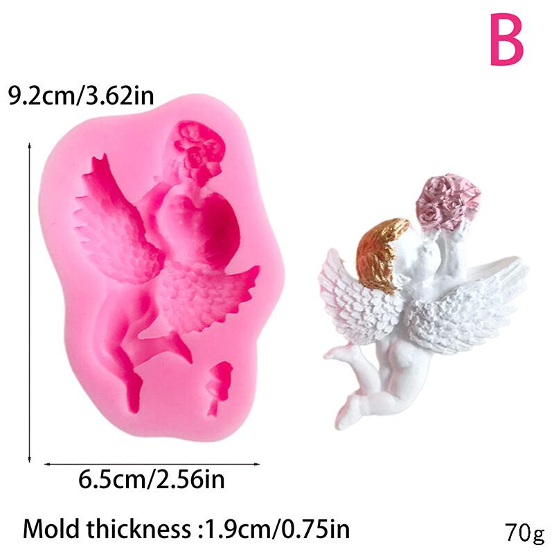 3D-engel, silikonform, babybursdagsfest, kakedekorasjonsverktøy, cupcake-topper, fondant, baking, sjokolade-godteriformer