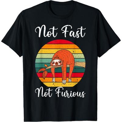 Nicht Schnell Nicht Furios Faultier Vintage Retro Stil T-Shirt
