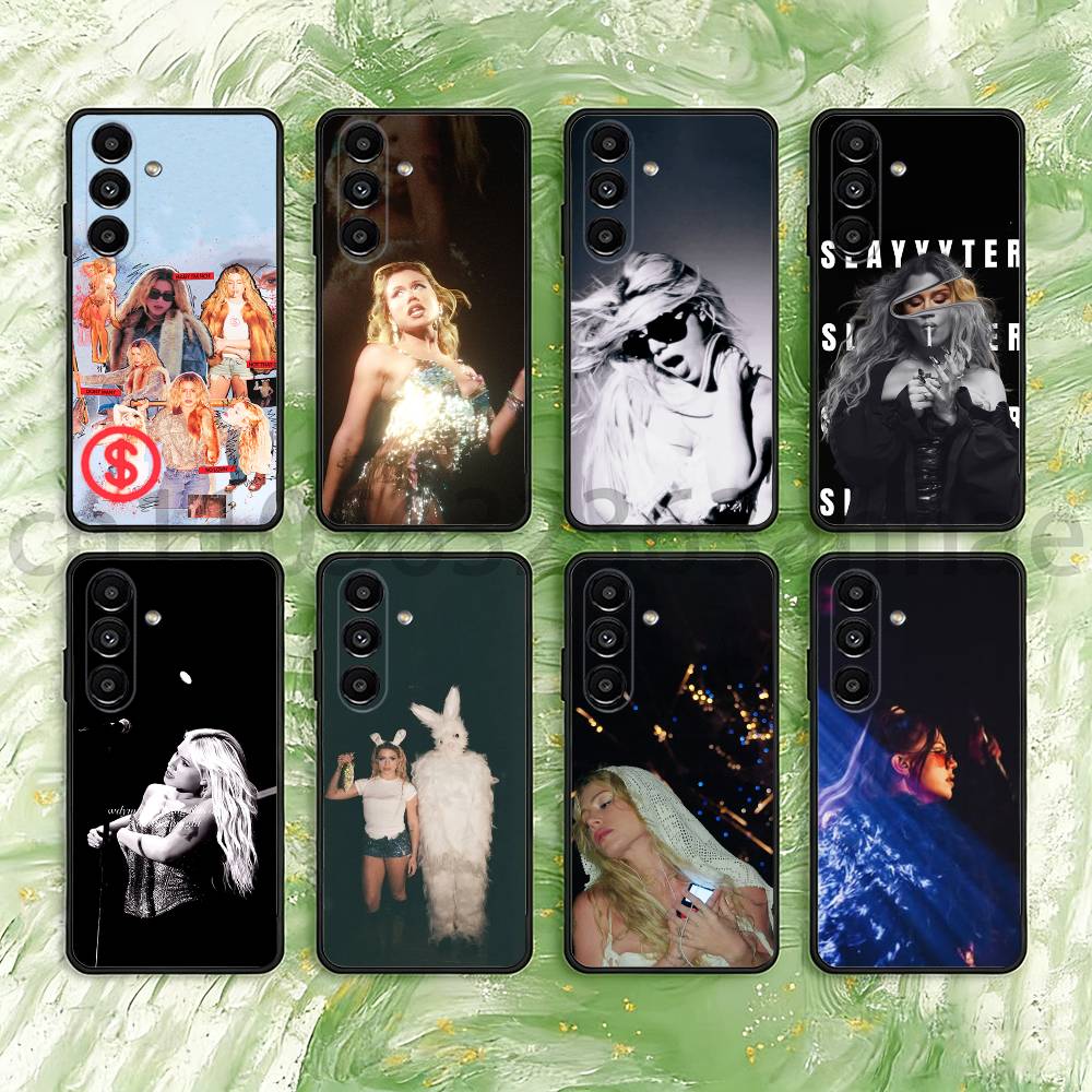Singer Slayyyter Phone Case For Samsung S25,24,21,22,23,S30,Ultra,S20,Plus,Fe,Lite,Note,S10,S9,Black Soft Shell
