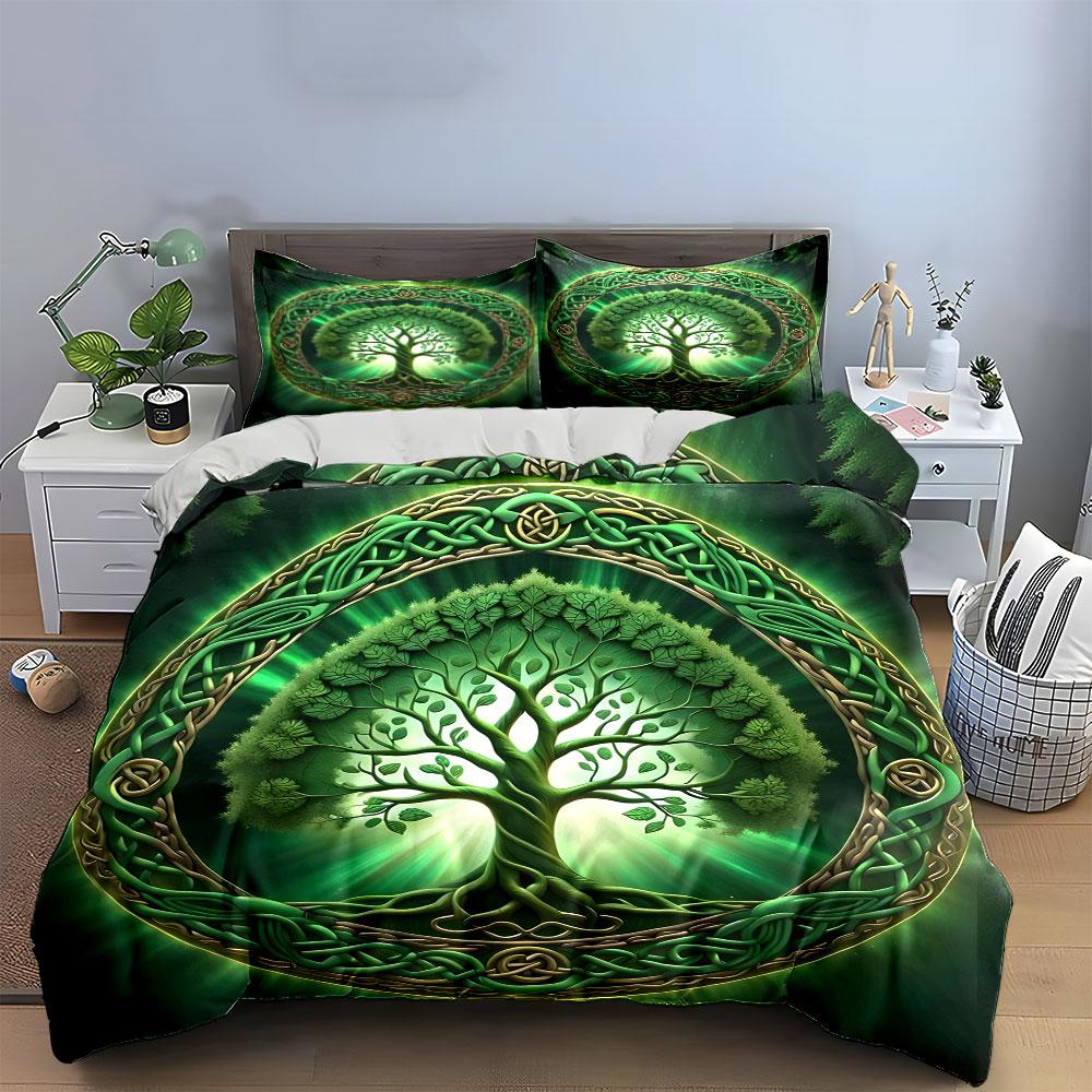 Nature-Inspired Celtic Design Set Kid'S And Adults' Bedroom Decor, Exquisite Three-Piece Bedding Set Gift