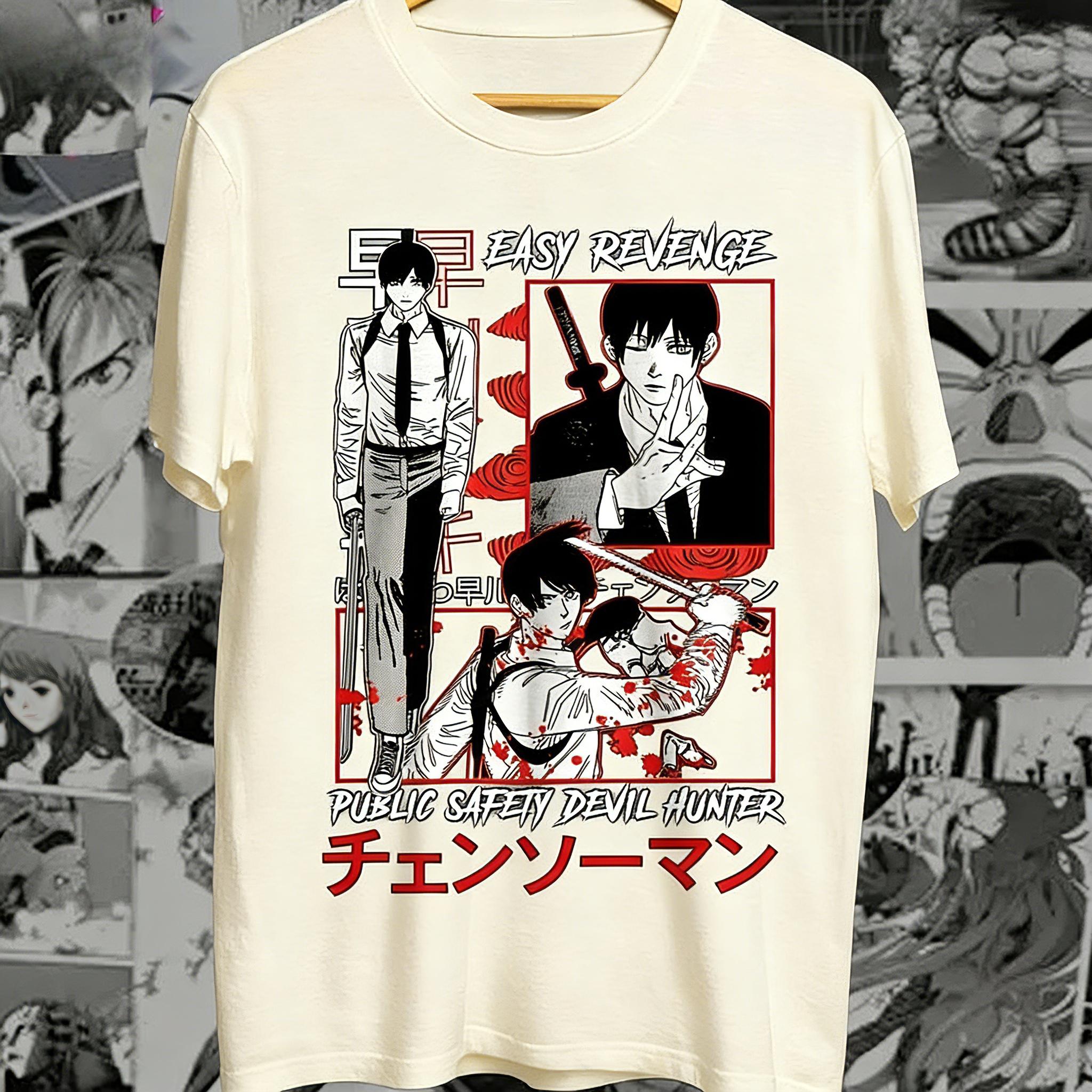 

Chainsaw Unisex Aki Hayakawa Powermakimaanimedenji Unisexs and Womens TShirt with Doublesided Anime Design Y2k Ins 4XL