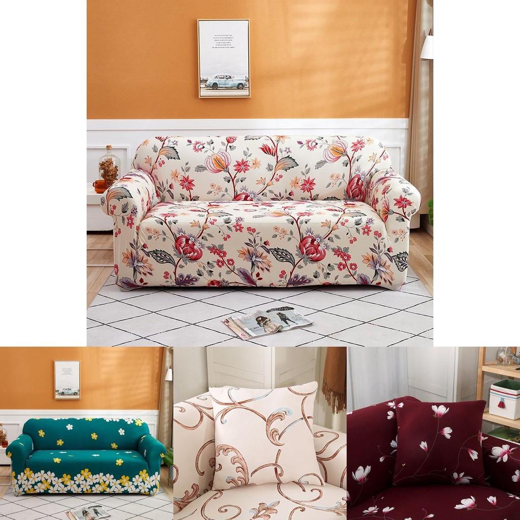 Floral Leaves Printed Soft Sofa Cover For 1/2/3/4 Seater Couches Excellent Fit And Stretch