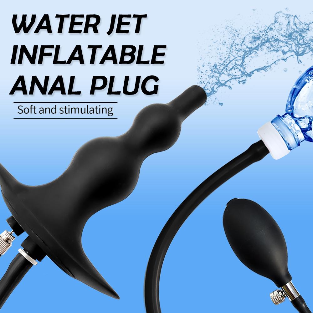 Water Spray Inflatable Anal Plug Anal Enema Cleaner Anal Expander Rear Court Pull Bead Anal Plug Adult SM Alternative Sex