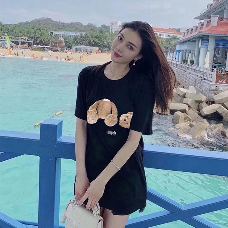 Unisex Palm Angel Beheaded Bear Print Loose Short-Sleeve T-Shirt