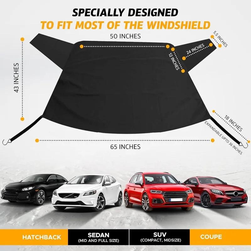 Windshield Frost Protector with Anti-Theft Straps, 600D Oxford Fabric for Ice & Snow, Multi-Size Universal for All Vehicles