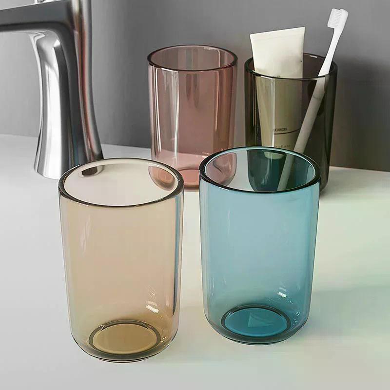 1Pcs Couple Solid Color Transparent Mouthwash Cup Large Capacity Nordic Style Toothbrush Cup Transparent Mouthwash Plastic Cup