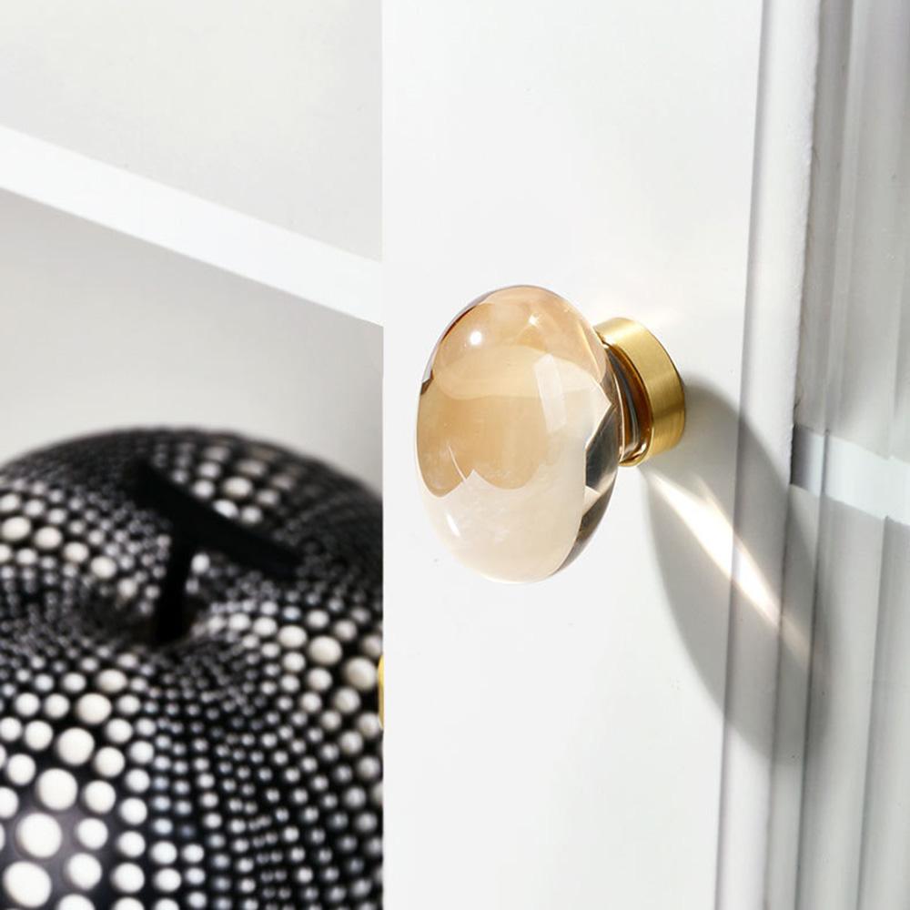 8062 Brass Crystal Egg-Shaped Drawer Pull Knob Cabinet Furniture Wardrobe Luxury Door Handle