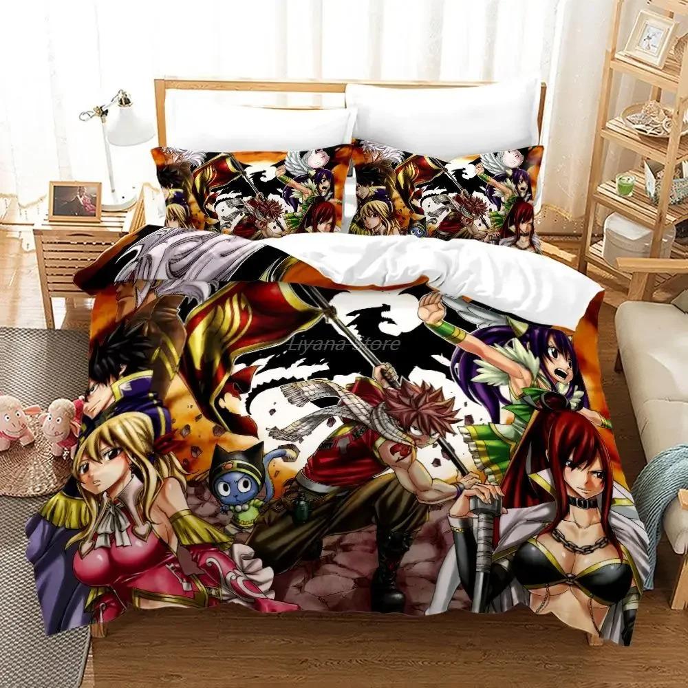 

Комплект постельного белья «Fairy Tail», односпальный, полный, Queen King Size, Kawaii, комплект постельного белья в стиле аниме для взрослых, детский комплект пододеяльников для спальни, 3D принт 012 EU Single 135x200cm