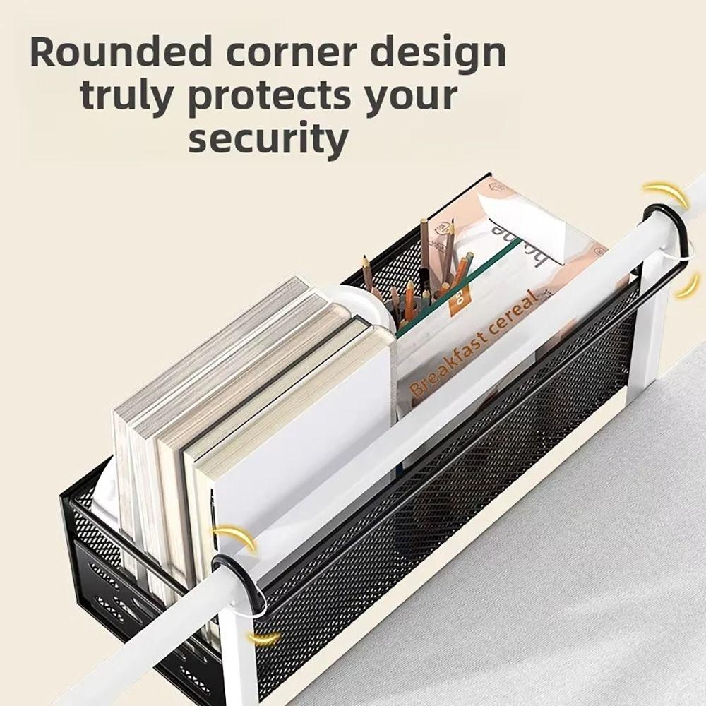 1Pcs New Iron Bedside Hanging Basket Punch-Free Hanging Bed Storage Rack Space Saving Bedside Shelf For Dormitory Home