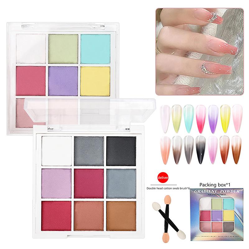 9 colori unghie solide arte gradiente pigmento set per unghie gradiente design luccicante manicure decorazione polvere smalto per unghie manicure fai da te