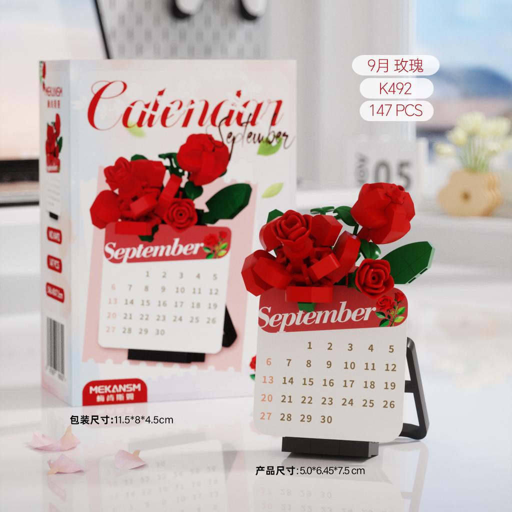Kreativer Kalender Blumen Bausteine Mikrosteine Lernspielzeug Für Kinder Geschenke Schreibtisch Dekoration