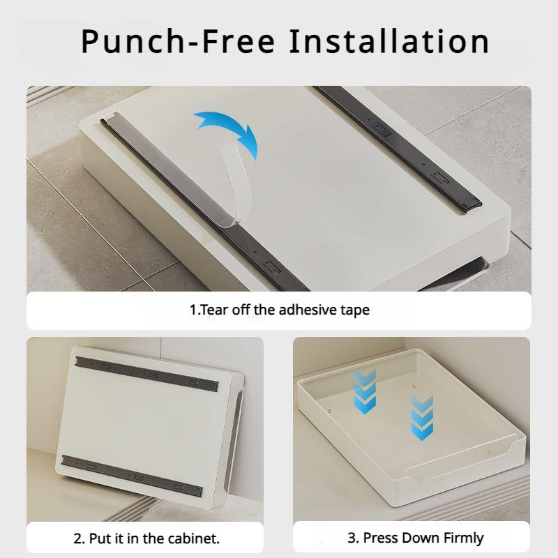Punch-Free Drawout Basket Mute Slide Rail Cupboard Storage Baskets Home Metal Organization Shelves Kitchen Seasoning Storage Box