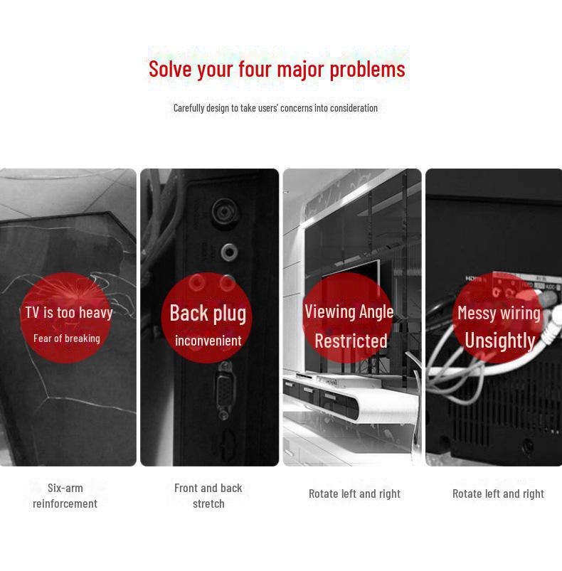 Retractable Rotating Universal TV Wall Mount for 32-75 Inch Screens