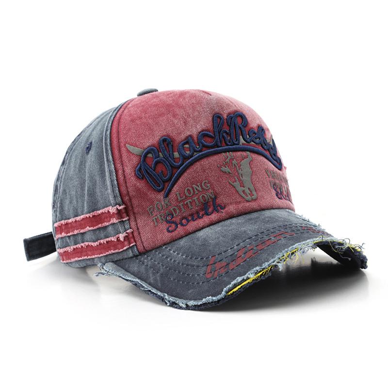 Letters Embroidery Baseball Caps For Women Men Fashion Retro Washed Cotton Snapback Hat Hip Hop Bull Head Print Trucker Dad Hats