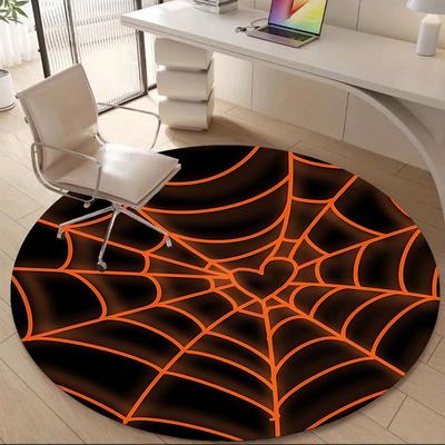 1pc Spider Web Office Round Area Rug, Indoor Mat Suitable ForOffice, Under Office Chairs Bedroom Living Room Home Decor T152