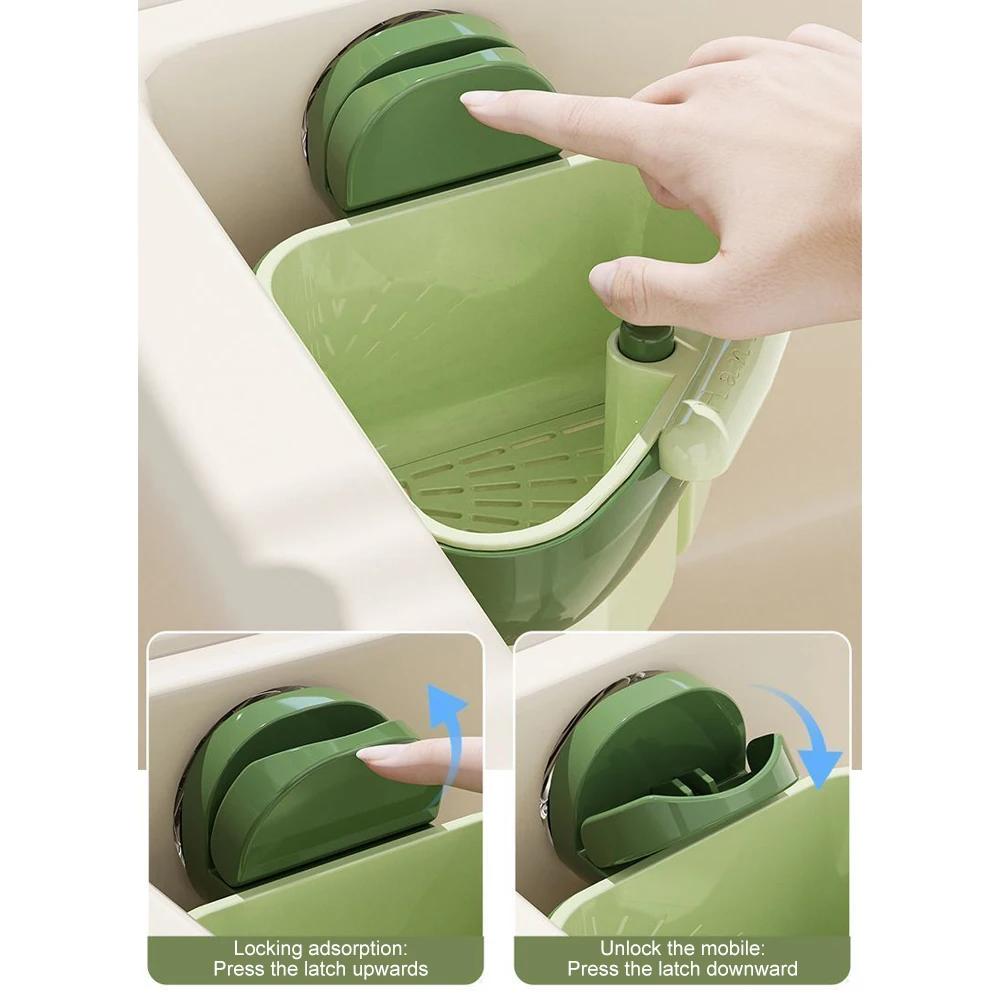 Triangle Suction Cup Sink Corner Rack w/ Drain Hole Detachable Corner Sink Strainer Kitchen Sink Food Waste Catcher Storage Rack