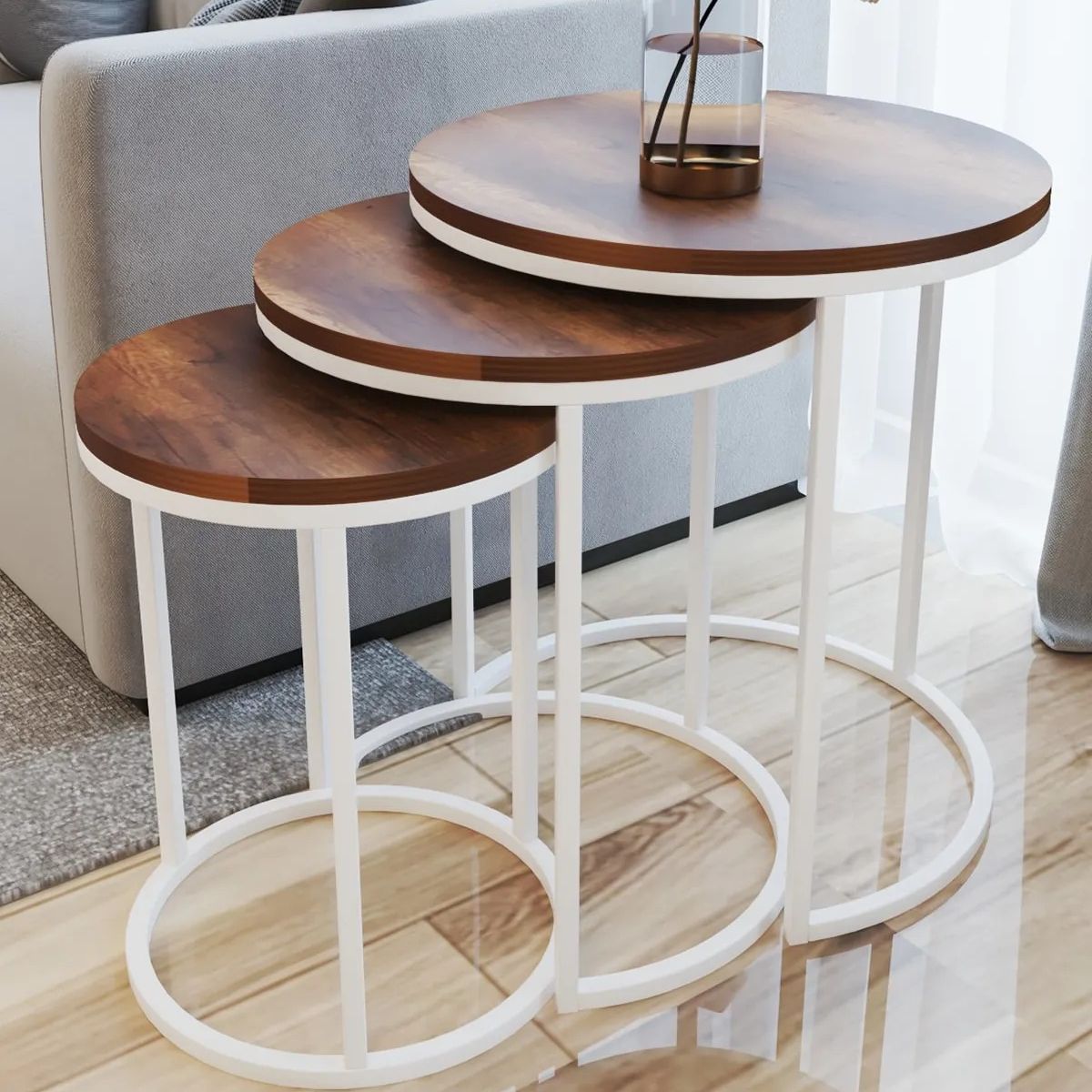 

Decorative 3PCS Nesting Table Set Home Office Living Room Wooden Design High Quality Luxury Coffee Table Furniture Accessory Set
