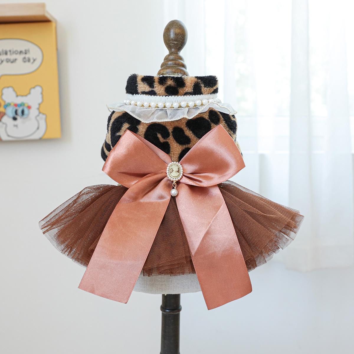 Pet Circle, Pet Clothes, Dog and Cat Clothing, Cute Warm Leopard Print Wedding Dress. XL