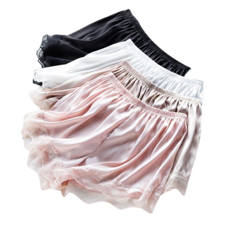 Pantalones XSafety para Mujer Verano Finos Encaje Satén Desenrollados Leggings Cortos para Casa
